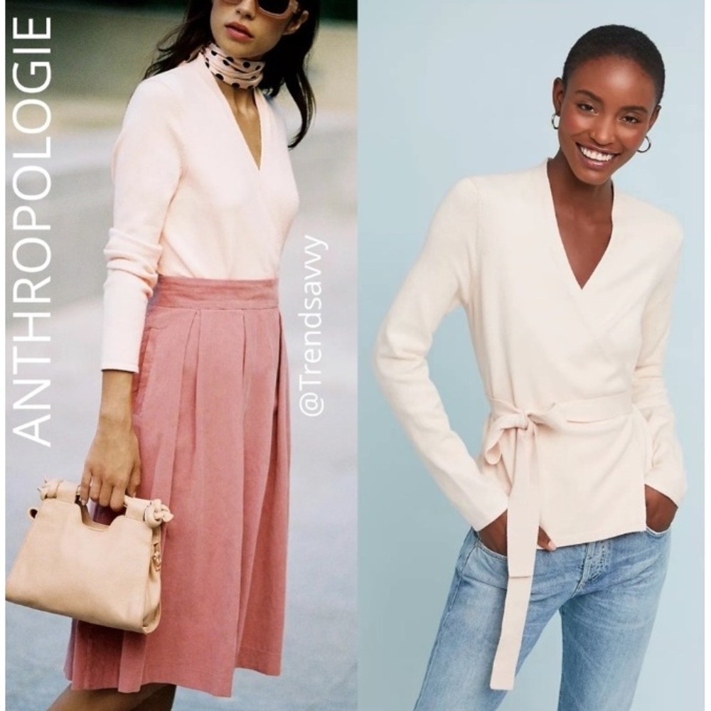 Anthropologie Ett Twa Pink Harriet Wrap Sweater XS Ballerina Balletcore Coquette